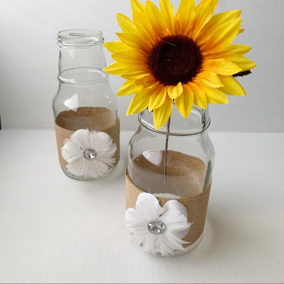Hand Crafted Other - Shabby chic farmhouse style flower jars handmade💜